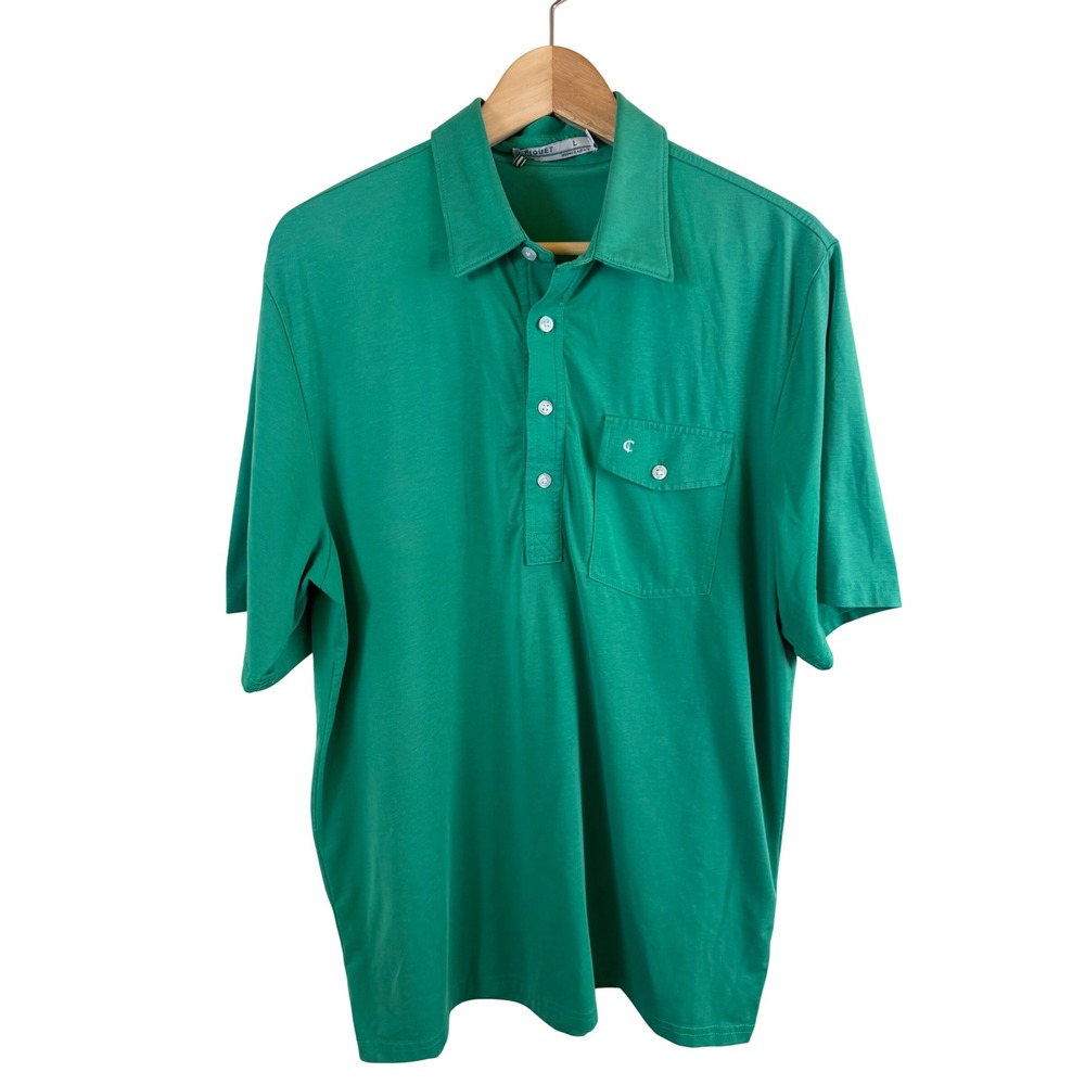 Criquet The Players Shirt Polo Mens Large Green Pima Cotton Short Sleeve 9064